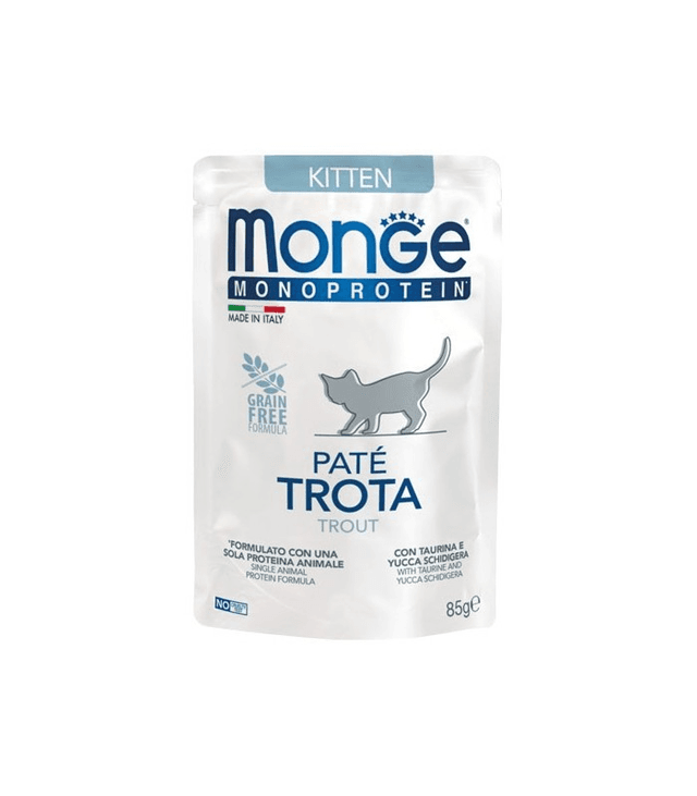 MONGE CAT MONO PATE&#039; KITTEN TROTA 85 GR
